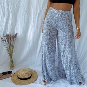 Animal Print - blue/white wide leg pants